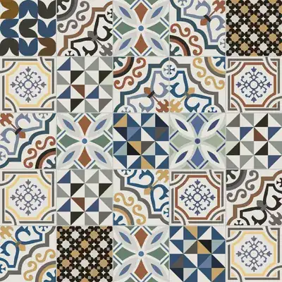 Cementine in ceramica stile vintage multicolore con motivi geometrici