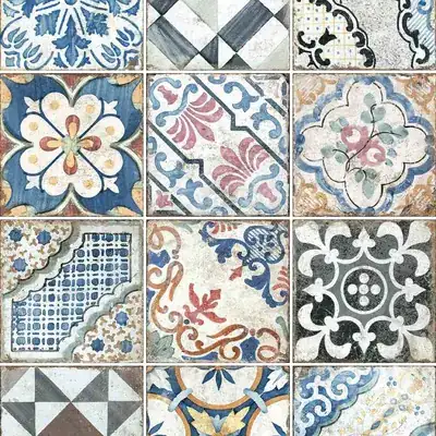 Ceramica effetto maiolica e cementina 20x20 in patchwork di colori